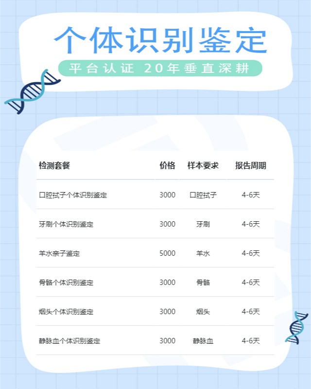 菏泽10家可以做口腔拭子个体识别鉴定的中心机构地址