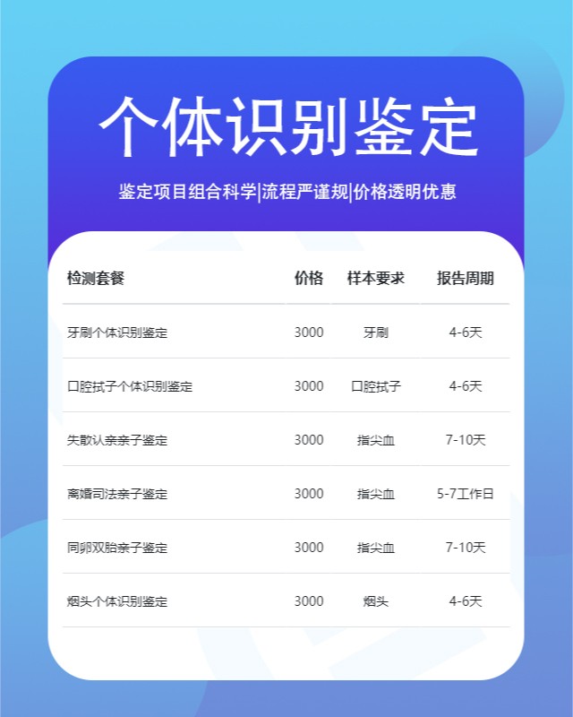 防城港可以做静脉血个体识别鉴定的10个中心机构