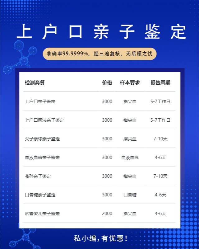 福州可以做上户口亲子鉴定的10个中心机构